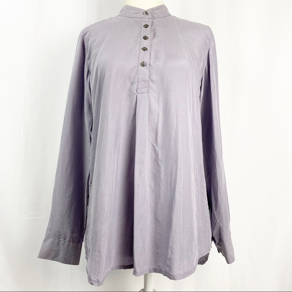 J.Jill Half Button Up Long Sleeve Tunic 100%Silk